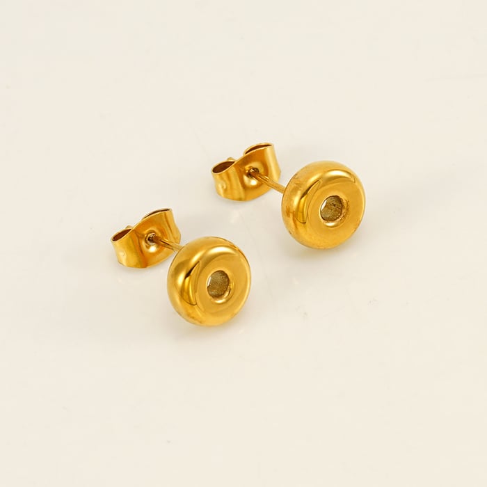 1 Pair Simple Series Elegant Letter O Titanium Steel  Gold Color Women's Stud Earrings 